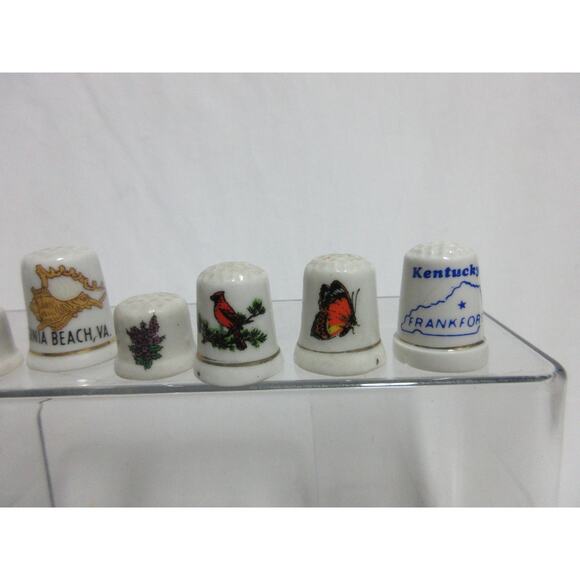 Vintage Thimble Lot Of 27 Assorted Shapes and Themes + Small Bell - Picture 4 of 9